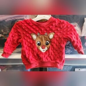 Rudolph The Red-Nosed Reindeer Red Baby Nubby Sweater Size 3M Christmas Holiday